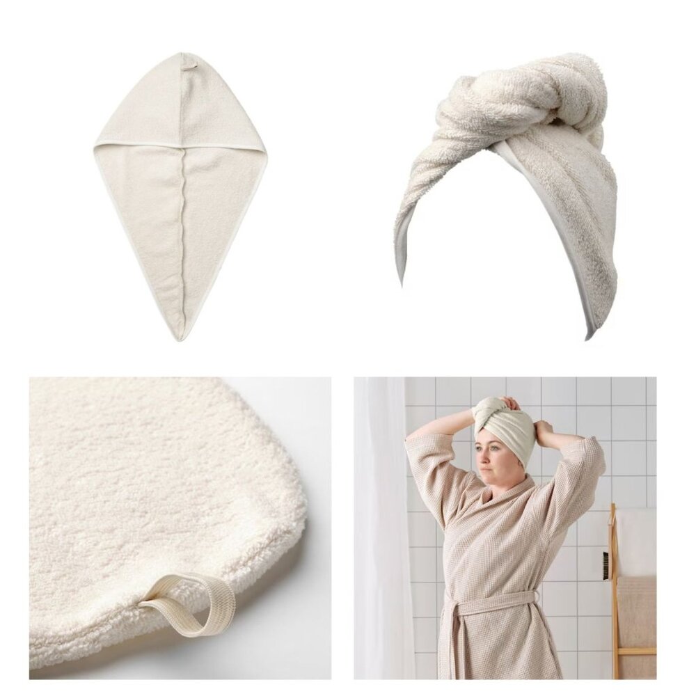 Hair Towel Wrap Ivory White  Ikea Stjärnbuske Bath Spa Accessories u